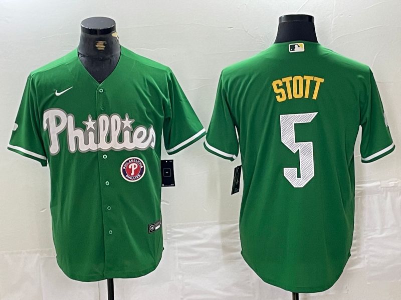 Men Philadelphia Phillies #5 Stott Green Fashion Edition Nike 2024 MLB Jersey style 2